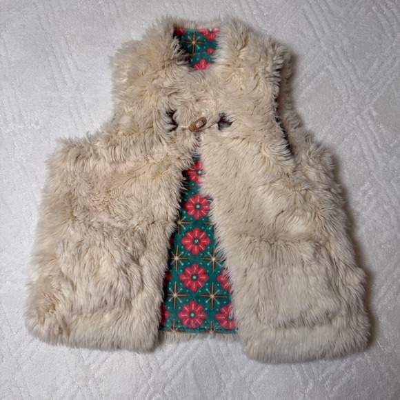 Matilda Jane Other - Boho Reversible Matilda Jane Snow Queen Faux Fur Floral Vest Girls Sz 5 Est